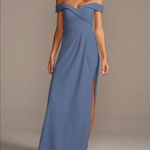Off-the-Shoulder Stretch Crepe Bridesmaid Dress
